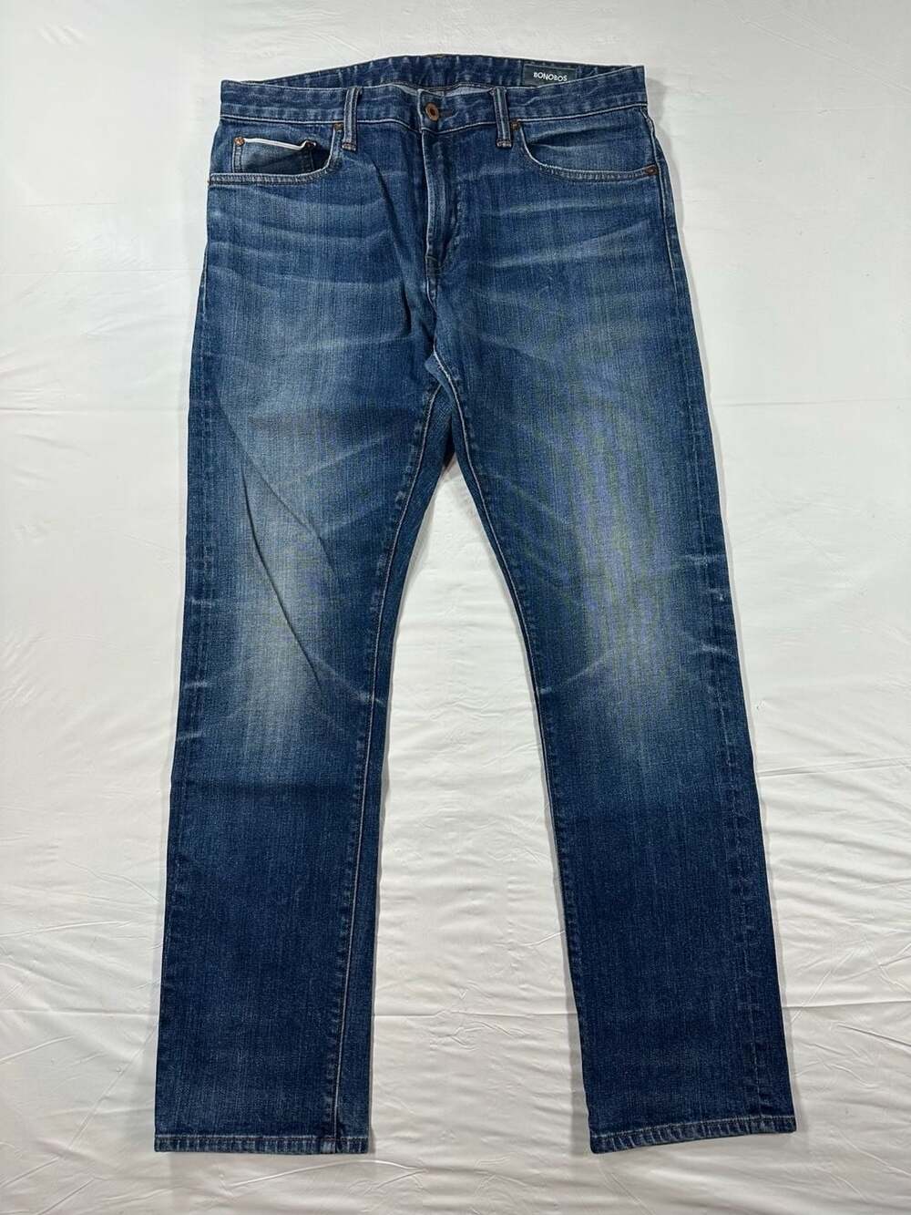 Bonobos Slim Stretch Selvege Jeans Mens Size 33x30(34x30) Whisker Japanese